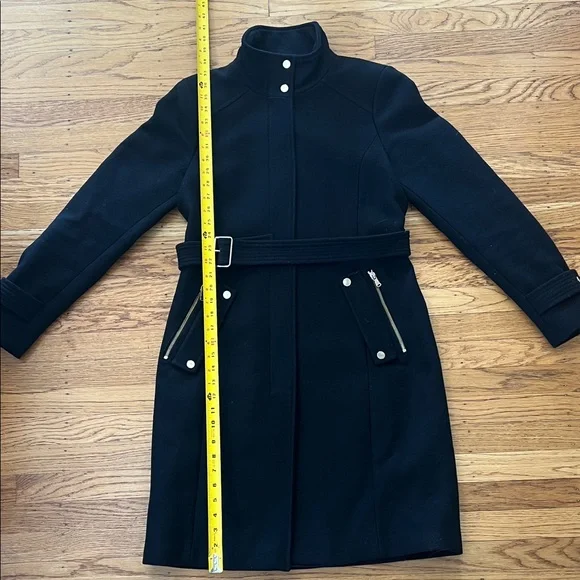 Zara Black Belted Winter Coat - Picture 5 of 6